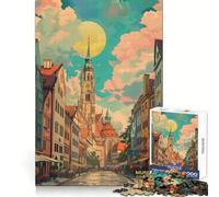 Rompecabezas Retro City Munich Alemania para Adolescentes, 1000 Piezas, Juguete de lógica, diversión para Interiores, Borde Premium, Regalo Memorable (38x26cm)