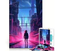 Rompecabezas Retro City Skyscape de 1000 Piezas para Adultos, Juguete Inteligente, Divertido y Casual, con Bordes Lisos, decoración de Pared (50x75cm)