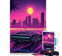Rompecabezas Retro City Sunset de 1000 Piezas para Adolescentes, Juguete de lógica con Forma de Tren, diversión y Ocio, Corte Suave, (50x75cm)
