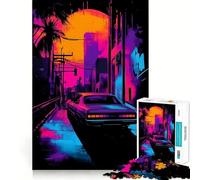 Rompecabezas Retro City Sunset de 1000 Piezas para Adolescentes, Juguete Mental para aliviar el estrés, Corte Premium, (38x26cm)