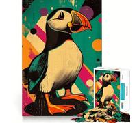 Rompecabezas Retro con ilustración de frailecillo, 1000 Piezas, para Adolescentes Juguete de lógica Que estimula la Mente y relaja Bordes definidos Regalo Elegante (38x26cm)
