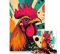 Rompecabezas Retro con ilustración de Gallo para Adultos, 1000 Piezas, Juguete para ejercitar la Mente, pasatiempo Tranquilo, diseño, Montaje, Regalo navideño (38x52cm)