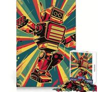 Rompecabezas Retro Dance Robot de 1000 Piezas para Adolescentes, Juguete de lógica Fuerte, Tiempo en Familia, Borde Transparente, cálida Sorpresa (38x26cm)