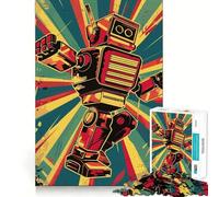 Rompecabezas Retro Dance Robot de 1000 Piezas para Adolescentes, Juguete de lógica Fuerte, Tiempo en Familia, Borde Transparente, cálida Sorpresa (38x26cm)