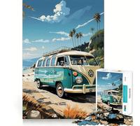 Rompecabezas Retro de 1000 Piezas con diseño de autobús VW para la Playa, Ideal para Adolescentes Juguete Divertido para armar Diseño Coleccionable con Corte preciso (38x26cm)
