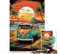 Rompecabezas Retro de 1000 Piezas con diseño de autobús VW para la Playa, Ideal para Adolescentes Mejora la Memoria, es Informal, Relajante y Tiene Bordes precisos Un Regalo Elegante (38x26cm)