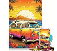 Rompecabezas Retro de 1000 Piezas con Forma de autobús VW para Viajes a la Playa, Ideal para Adultos Fortalece la Memoria, Alivia el estrés Regalar en cumpleaños (38x26cm)