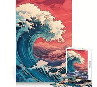 Rompecabezas Retro de 1000 Piezas La Gran Ola Rosa para Adolescentes Juguete de lógica, Sencillo y Divertido Bordes Suaves Regalo Elegante (38x52cm)