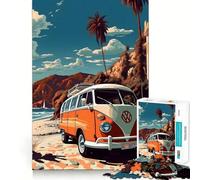 Rompecabezas Retro de autobús VW para Adolescentes, 1000 Piezas, para Mejorar la Memoria, Relajante y Divertido, con Corte, Regalo Elegante (38x26cm)