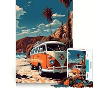 Rompecabezas Retro de autobús VW para Adolescentes, Ideal para Viajes a la Playa 1000 Piezas, un Reto Mental, Juguete Relajante y Divertido Corte preciso Regalo Festivo (50x75cm)