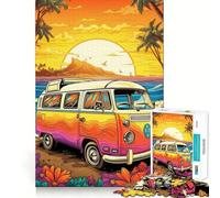 Rompecabezas Retro de autobús VW para la Playa, 1000 Piezas, para Adultos, Juguete Inteligente, Actividad en casa, Corte Suave, Sorpresa navideña (38x52cm)