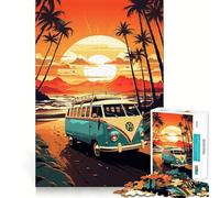 Rompecabezas Retro de autobús VW para Viajes a la Playa, 1000 Piezas, para Adolescentes, para estimular la Memoria, calmar la evasión, armar un patrón, cálida Sorpresa (50x75cm)