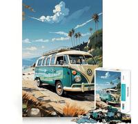 Rompecabezas Retro de autobús VW para Viajes a la Playa, 1000 Piezas, para Adolescentes, para estimular la Memoria, calmar la evasión, armar un patrón, cálida Sorpresa (50x75cm)