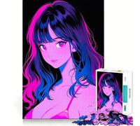 Rompecabezas Retro de Chicas Anime, 1000 Piezas, para Adolescentes Juguete de lógica Fuerte, relajación Mental, Bordes definidos, Regalo Elegante (50x75cm)