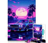 Rompecabezas Retro de Coches, Palmeras y Luna para Adolescentes, 1000 Piezas, Juguete Inteligente para aliviar el estrés, Borde Afilado, Regalo de cumpleaños (50x75cm)
