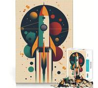 Rompecabezas Retro de Cohete Espacial de 1000 Piezas para Adultos Juguete Inteligente y Divertido Bordes Lisos Decoración de Pared (38x26cm)