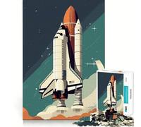 Rompecabezas Retro de Cohete Espacial para Adultos, 1000 Piezas, Juguete de lógica Mental, Suave y Relajante, Corte Firme, Lista de Deseos de Papá Noel 38x26cm