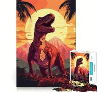 Rompecabezas Retro de Dinosaurios de 1000 Piezas para Adultos: Mejora la Memoria, diversión Relajante, Bordes Afilados, Regalo navideño (38x26cm)