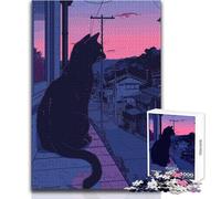 Rompecabezas Retro de Gato Negro Rosa de 1000 Piezas, Juego Educativo de concentración, Idea conmovedoraTamaño 38x26cm