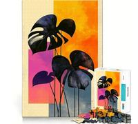 Rompecabezas Retro de Hojas de Monstera con Estilo geométrico Pop Art para Adultos, 1000 Piezas, Juego Inteligente, patrón Tranquilo y Relajante, Regalo increíble (38x26cm)