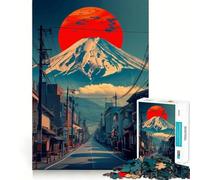 Rompecabezas Retro de la Ciudad del Monte Fuji para Adultos, 1000 Piezas Fortalece la Memoria, Alivia la ansiedad, Bordes Suaves, cálida Sorpresa (50x75cm)