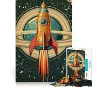 Rompecabezas Retro de Lanzamiento de Cohete Espacial de 1000 Piezas para Adultos Juguete Inteligente para el Hogar Corte Suave Sorpresa Navideña (38x52cm)