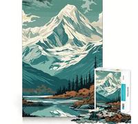 Rompecabezas Retro de montaña Vintage de 1000 Piezas para Adolescentes Mejora la Memoria Cómodo y Relajante Corte Firme Regalo Festivo (38x26cm)