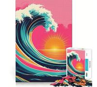 Rompecabezas Retro de Olas del océano para Adolescentes, 1000 Piezas, estimula la Memoria, diversión Relajante, Corte Premium, Regalo Elegante (50x75cm)