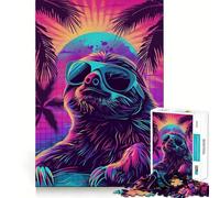 Rompecabezas Retro de Perezoso con Gafas de Sol, 1000 Piezas, para Adolescentes, Juguete para desarrollar la lógica, pasatiempo Relajante, Bordes Suaves, Regalo Premium (38x52cm)