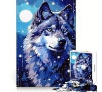 Rompecabezas Retro de Pixel Art Moon Wolf para Adolescentes,1000 Piezas,Entrenamiento Inteligente,recreación Ligera,Corte Impecable,Sorpresa Festiva (38x52cm)