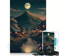 Rompecabezas Retro de Pueblo japonés de 1000 Piezas para Adolescentes Fortalece la Memoria Divertido y Relajante Bordes Lisos Lista de Deseos de Papá Noel (50x75cm)