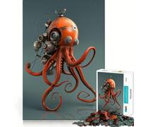 Rompecabezas Retro de Pulpo Robot de 1000 Piezas para Adultos Ayuda a Mejorar la Memoria y Calma la Mente Diseño, Montaje y Regalo Creativo (50x75cm)