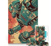 Rompecabezas Retro de Robot Azul Corriendo de 1000 Piezas para Adultos, Juguete Intelectual Relajante y Divertido, Corte preciso, (38x52cm)