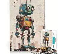 Rompecabezas Retro de Robot para Adolescentes, 1000 Piezas, Juguete Inteligente para aliviar el estrés, Borde Afilado, Regalo de cumpleaños (38x52cm)