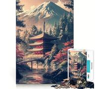 Rompecabezas Retro de Templo japonés de 1000 Piezas para Adultos, Juego Mental, Juguete, diversión Tranquila, Piezas de colección de Arte de Corte preciso (38x26cm)