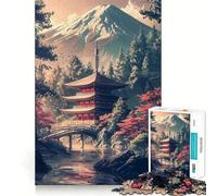 Rompecabezas Retro de Templo japonés de 1000 Piezas para Adultos, Juego Mental, Juguete, diversión Tranquila, Piezas de colección de Arte de Corte preciso (50x75cm)