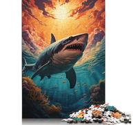 Rompecabezas Retro de tiburón susurrante: desafiante y Estimulante Rompecabezas de cartón Premium para Adultos y Adolescentes 1000 Piezas (75 x 50 cm).