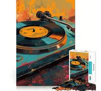 Rompecabezas Retro de Tocadiscos de Vinilo de 1000 Piezas para Adultos Que fortalecen la Memoria, Ideales para divertirse en Grupo, con Bordes limpios y un diseño Elegante (38x26cm)