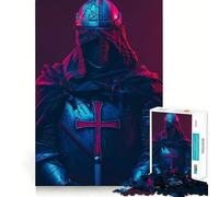 Rompecabezas Retro del Caballero Templario de 1000 Piezas para Adultos Juguete para desarrollar la Habilidad y la concentración Corte preciso Regalo conmovedor 38x52cm