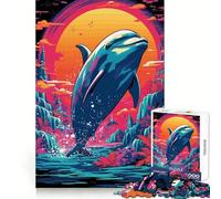 Rompecabezas Retro Dolphin Jump de 1000 Piezas para Adultos: ejercita la Memoria, entretenido y de diseño Colección de Arte para armar (50x75cm)