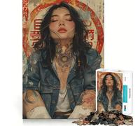 Rompecabezas Retro japonés de 1000 Piezas para Adolescentes, Juguete de lógica Pura, Suave y Relajante, Pieza de Arte de Corte Limpio (38x26cm)