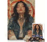 Rompecabezas Retro japonés de 1000 Piezas para Adolescentes, Juguete de lógica Pura, Suave y Relajante, Pieza de Arte de Corte Limpio (38x26cm)