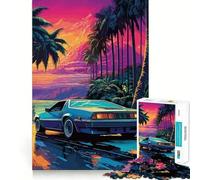 Rompecabezas Retro Miami Neon Sunset de 1000 Piezas para Adolescentes, Juego de lógica, Momento cálido, Pieza de colección de Arte de Corte preciso (38x26cm)