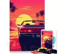 Rompecabezas Retro Miami Neon Sunset de 1000 Piezas para Adolescentes Mejora la Memoria Fácil de Usar Bordes limpios Sorpresa navideña (50x75cm)