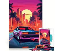 Rompecabezas Retro Miami Neon Sunset de 1000 Piezas para Adolescentes Mejora la Memoria, Relajación Suave, Corte Premium, Sorpresa de cumpleaños (38x52cm)