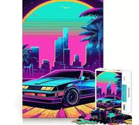Rompecabezas Retro Miami Neon Sunset de 1000 Piezas para Adultos, Juguete para ejercitar la Mente, Momento de relajación, Corte de precisión, Regalo Elegante (38x52cm)