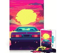 Rompecabezas Retro Miami Neon Sunset de 1000 Piezas para Adultos, Juguete para ejercitar la Mente, Momento de relajación, Corte de precisión, Regalo Elegante (38x52cm)
