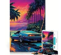 Rompecabezas Retro Miami Neon Sunset de 1000 Piezas para Adultos, Juguete para ejercitar la Mente, para Fortalecer los Lazos Familiares, Corte de precisión, Regalo Creativo (50x75cm)