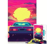 Rompecabezas Retro Miami Neon Sunset de 1000 Piezas para Adultos Regalo Ideal para Adultos Un desafío para la Mente Juguete fácil de Usar Corte preciso (50x75cm)