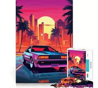 Rompecabezas Retro Miami Neon Sunset para Adolescentes 1000 Piezas Colección de Arte Recall Upgrade Calm Relax Clear Cut (50x75cm)